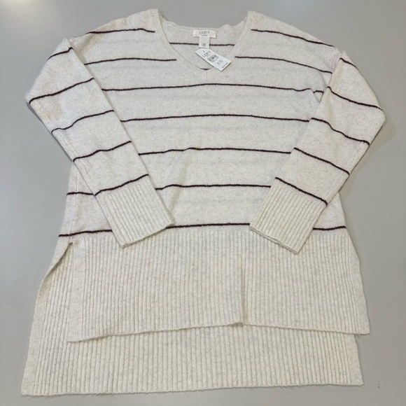 Loft V Neck Striped Sweater Size XS NWT - Picture 1 of 6